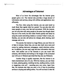 short essay on advantages of internet